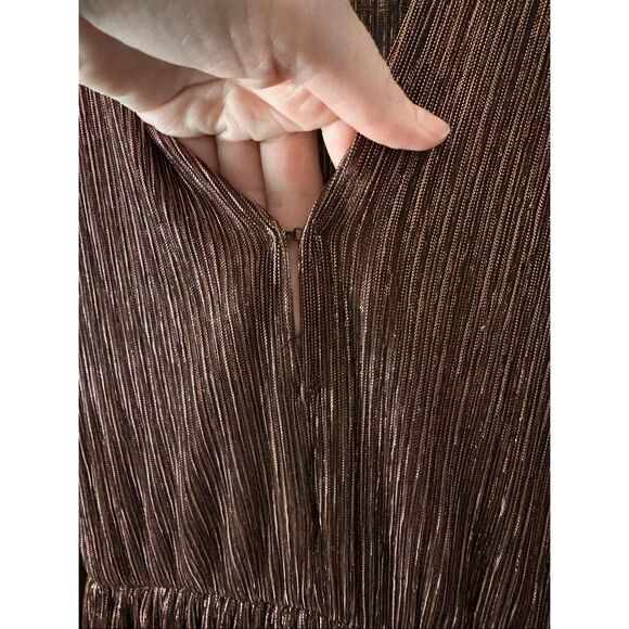 Sabina Musayev Carry Long Sleeve Bronze Metallic Tiered Midi Dress No Belt XS - Picture 8 of 11